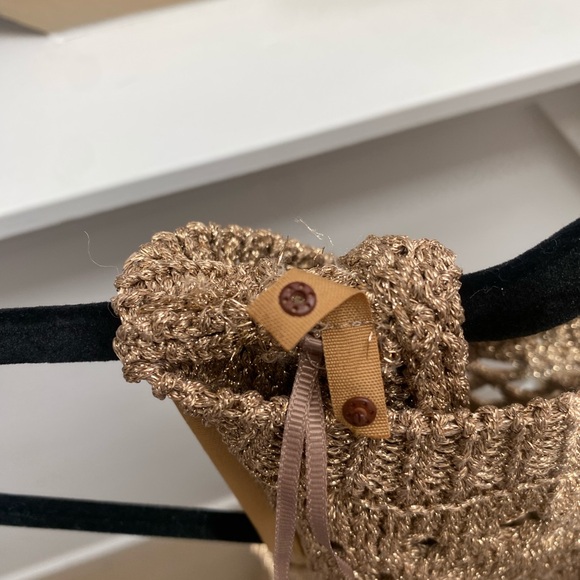 Zara Gold Metallic Crochet Dress with Slip - Picture 3 of 4